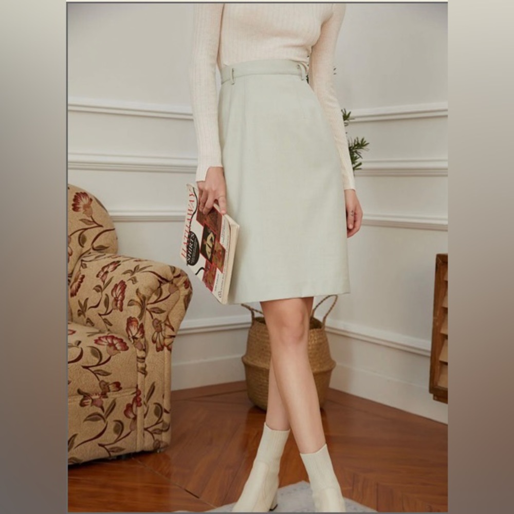NEW! SIMPLE RETRO Jessica Wool Skirt (Mint Green)
